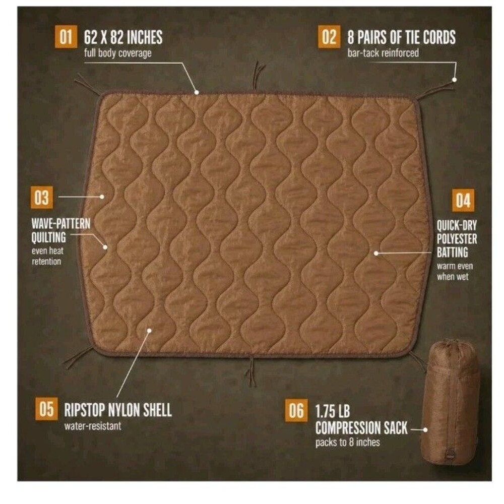 NIP USGI Military Style All Weather Poncho Liner Woobie Blanket in Coyote Brown - Picture 5 of 5